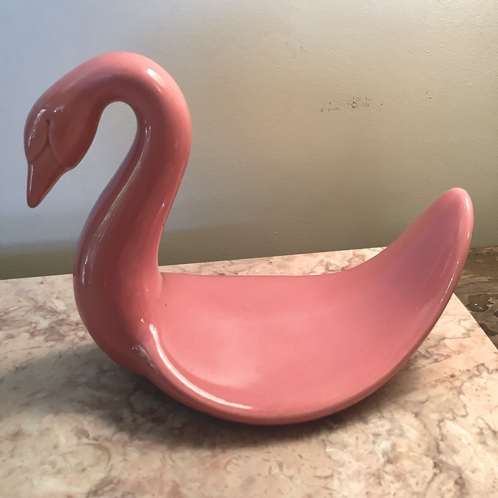 Vintage Pink Swan Soap Dish Trinket
